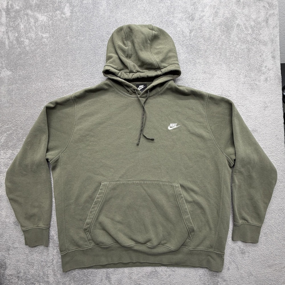 Nike Hoodie Mens 2XL Green Pullover Hooded Fleece Pockets Classic